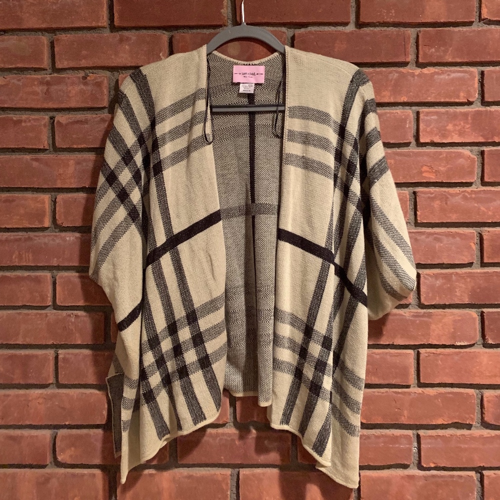 Sweet&Sinful Black and Tan Plaid Cardigan